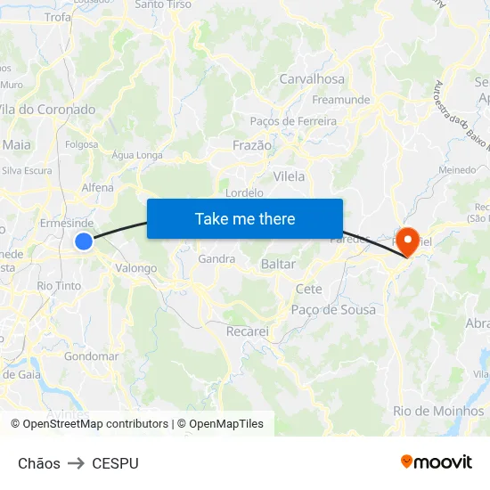 Chãos to CESPU map