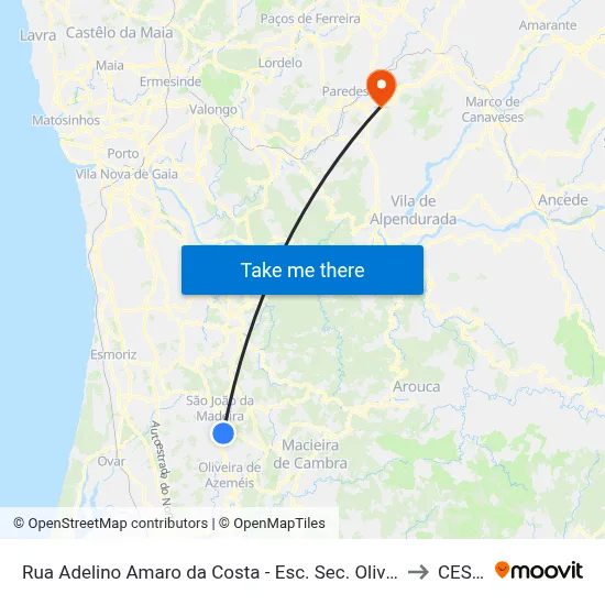 Rua Adelino Amaro da Costa - Esc. Sec. Oliveira Júnior to CESPU map