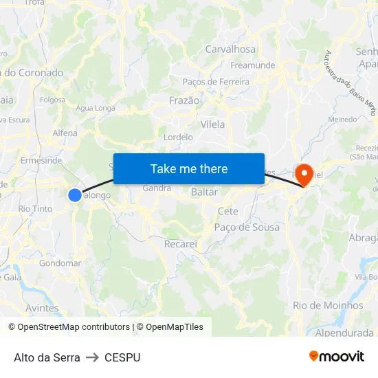 Alto da Serra to CESPU map