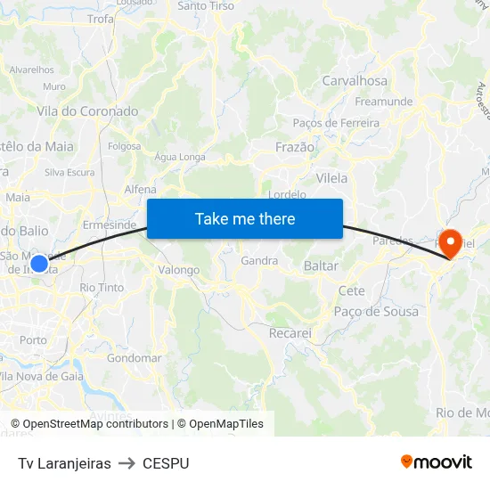 Tv Laranjeiras to CESPU map