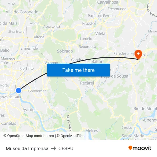 Museu da Imprensa to CESPU map