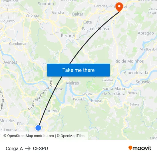 Corga A to CESPU map