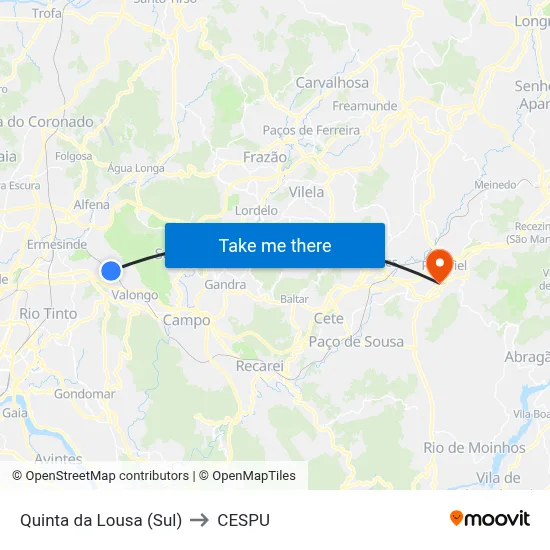 Quinta da Lousa (Sul) to CESPU map