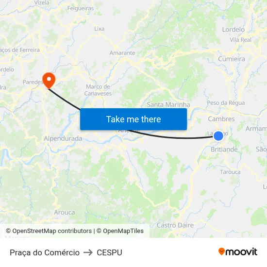 Praça do Comércio to CESPU map