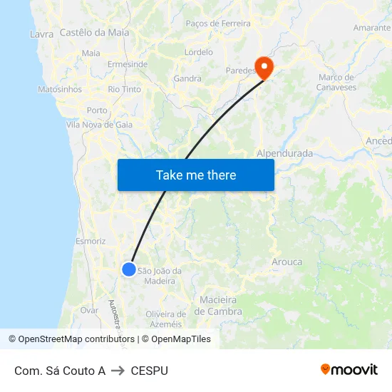 Com. Sá Couto A to CESPU map