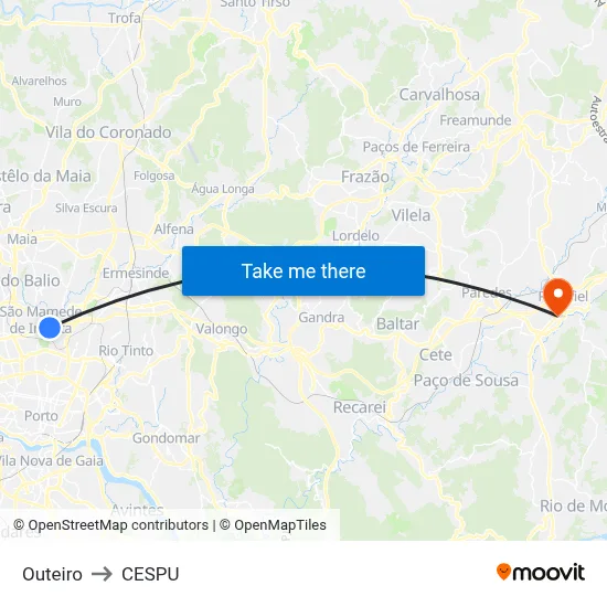 Outeiro to CESPU map