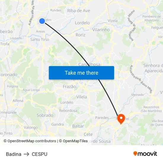 Badina to CESPU map