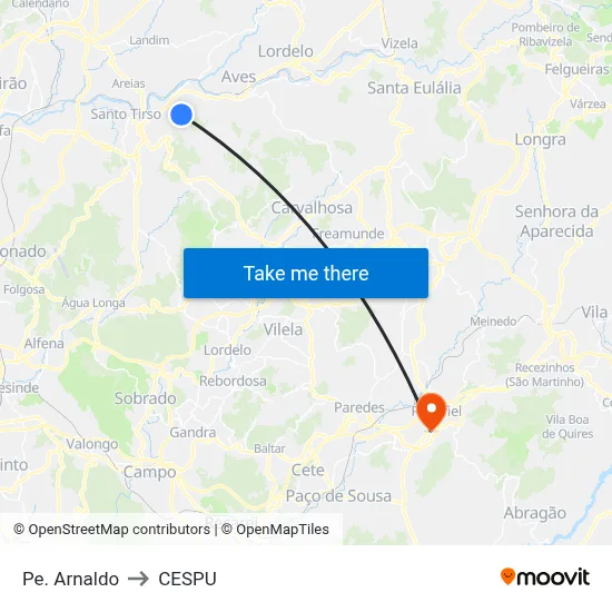 Pe. Arnaldo to CESPU map