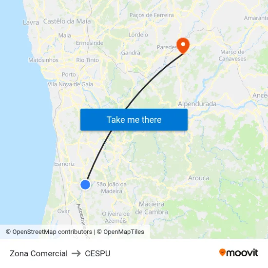 Zona Comercial to CESPU map