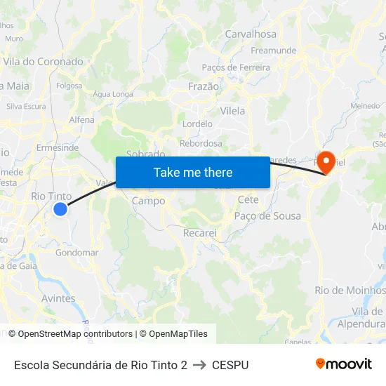 Escola Secundária de Rio Tinto 2 to CESPU map