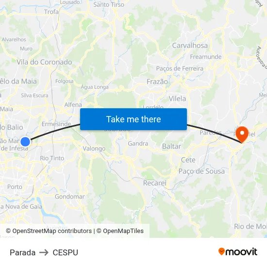 Parada to CESPU map
