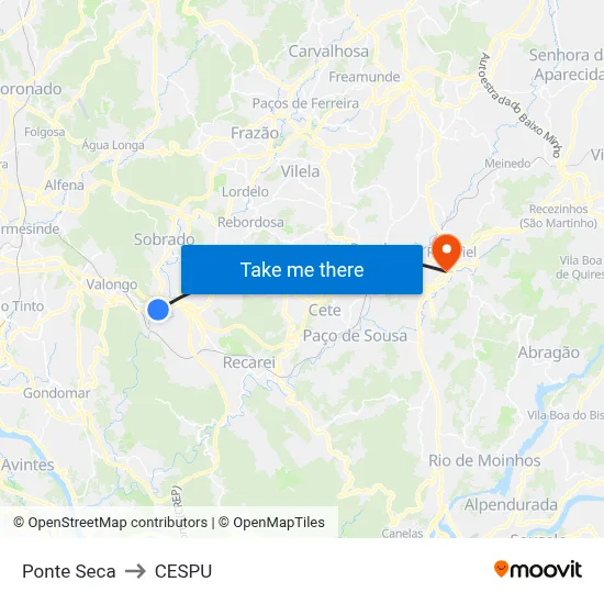 Ponte Seca to CESPU map
