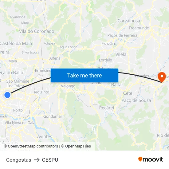 Congostas to CESPU map