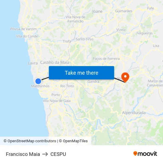 Francisco Maia to CESPU map
