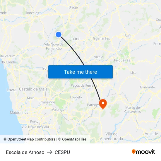 Escola de Arnoso to CESPU map