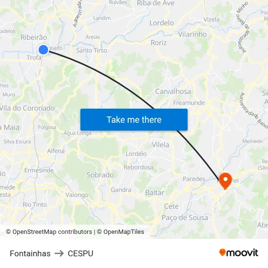 Fontainhas to CESPU map