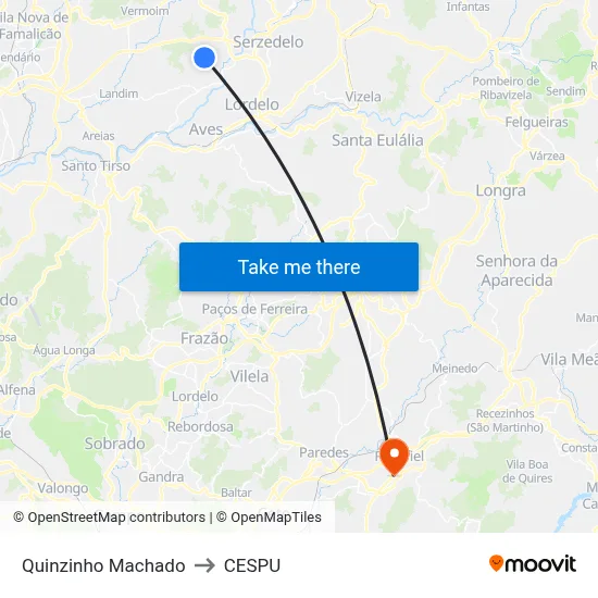 Quinzinho Machado to CESPU map