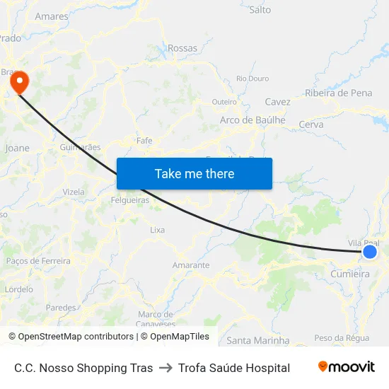 C.C. Nosso Shopping Tras to Trofa Saúde Hospital map