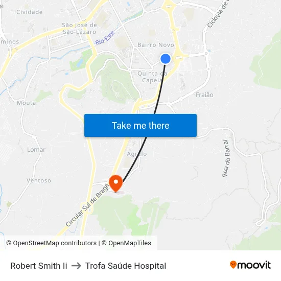 Robert Smith Ii to Trofa Saúde Hospital map