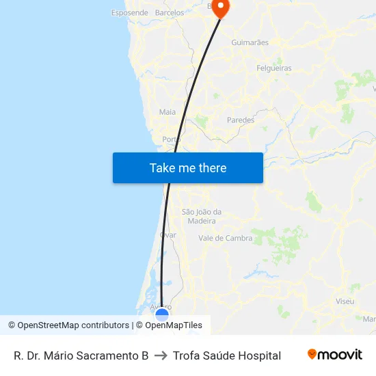 R. Dr. Mário Sacramento B to Trofa Saúde Hospital map
