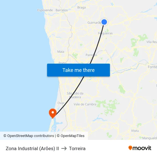 Zona Industrial (Arões) II to Torreira map