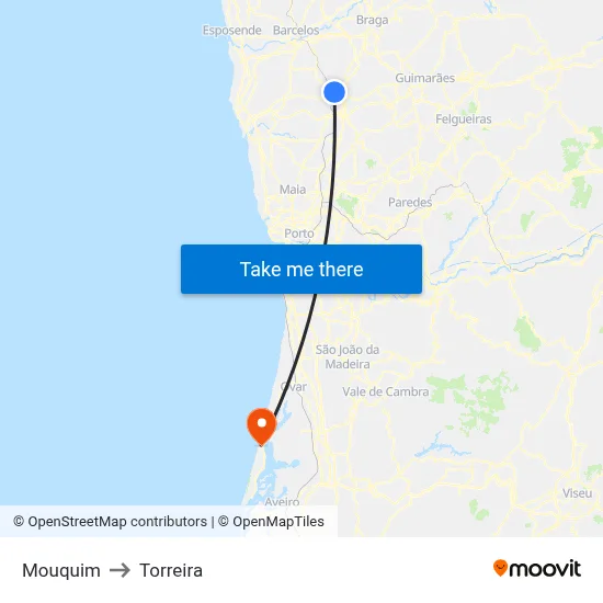 Mouquim to Torreira map