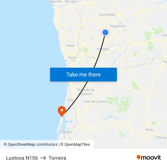 Lustosa N106 to Torreira map