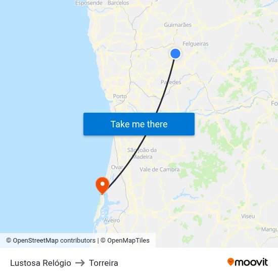 Lustosa Relógio to Torreira map