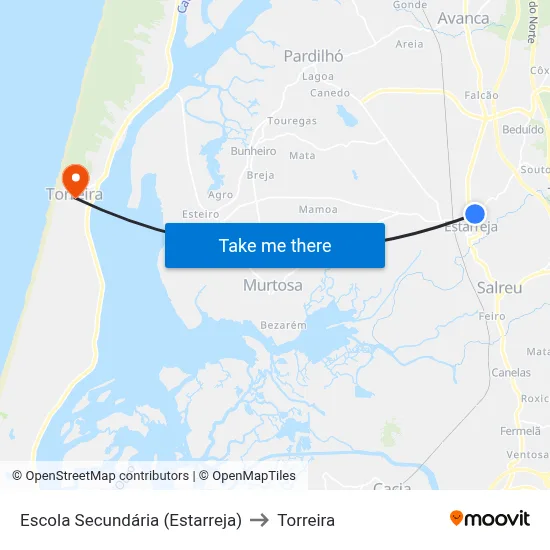 Escola Secundária (Estarreja) to Torreira map