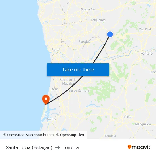 Santa Luzia (Estação) to Torreira map
