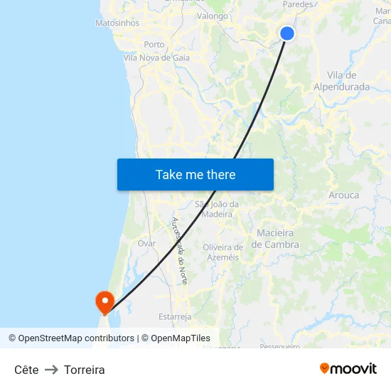 Cête to Torreira map