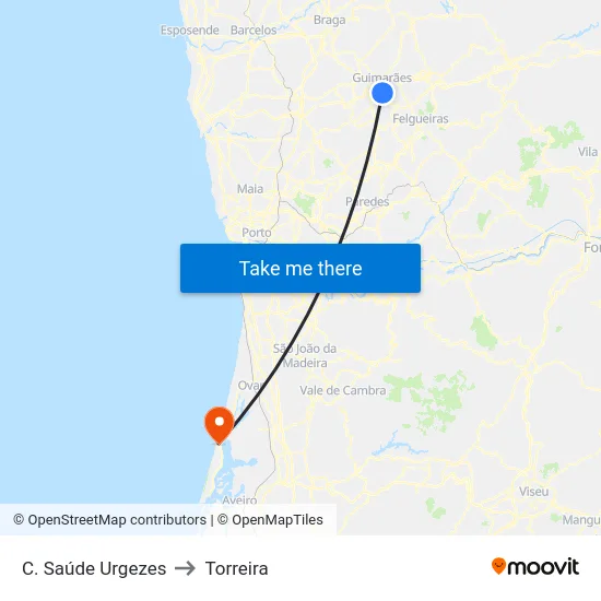 C. Saúde Urgezes to Torreira map