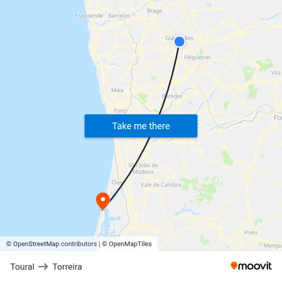 Toural to Torreira map