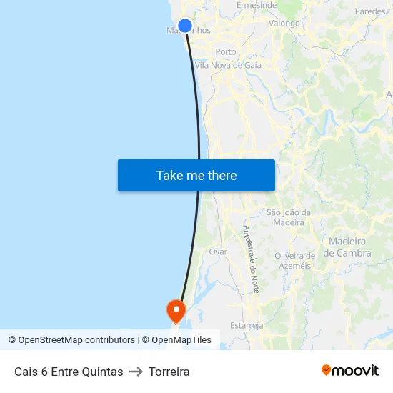 Cais 6 Entre Quintas to Torreira map