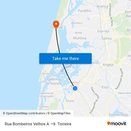 Rua Bombeiros Velhos A to Torreira map