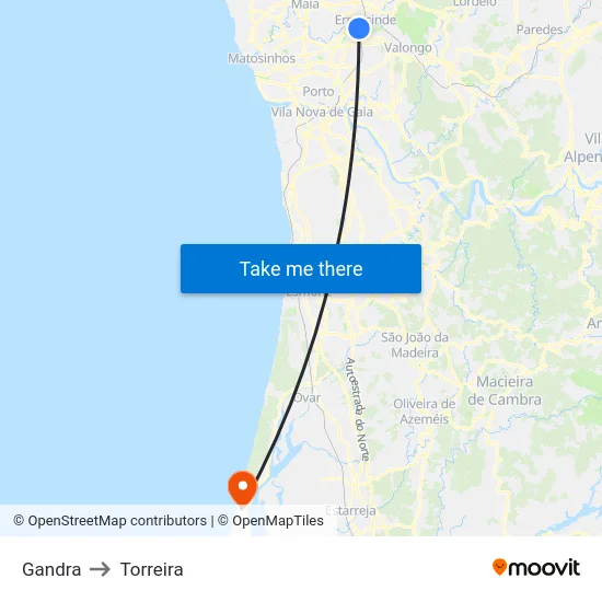 Gandra to Torreira map