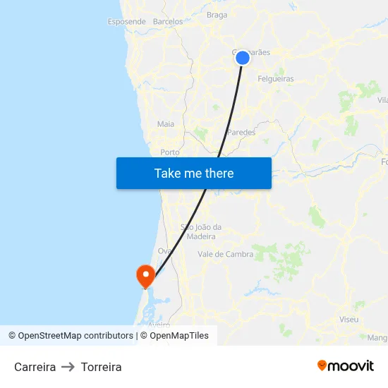 Carreira to Torreira map