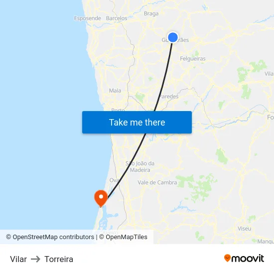 Vilar to Torreira map