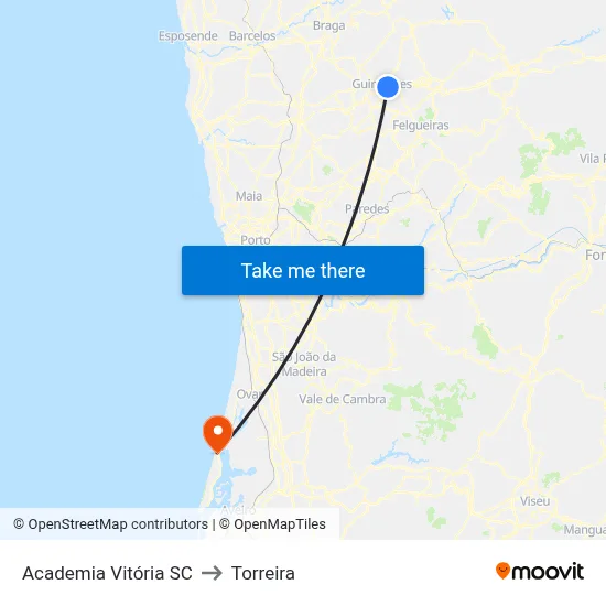 Academia Vitória SC to Torreira map