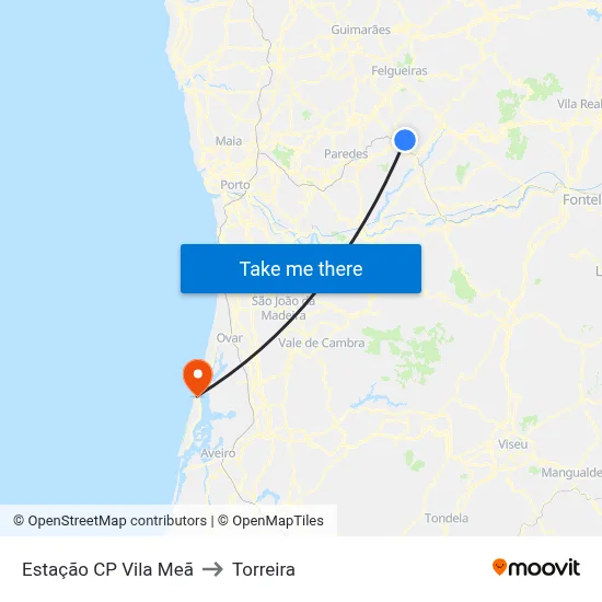 Estação CP Vila Meã to Torreira map