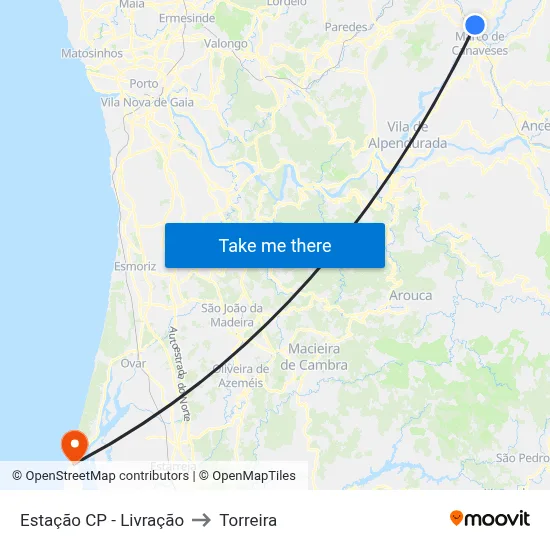 Estação CP - Livração to Torreira map