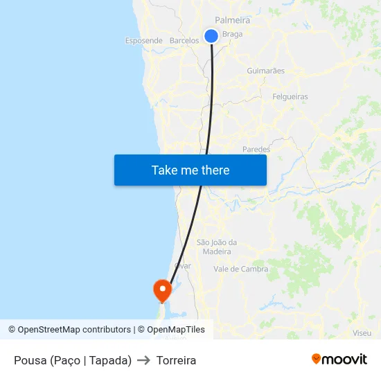 Pousa (Paço | Tapada) to Torreira map