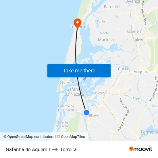 Gafanha de Aquém I to Torreira map