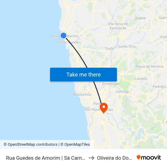 Rua Guedes de Amorim | Sá Carneiro to Oliveira do Douro map