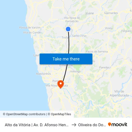 Alto da Vitória | Av. D. Afonso Henriques to Oliveira do Douro map