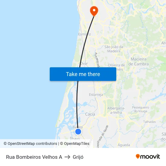 Rua Bombeiros Velhos A to Grijó map