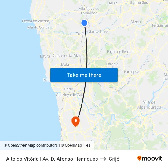 Alto da Vitória | Av. D. Afonso Henriques to Grijó map