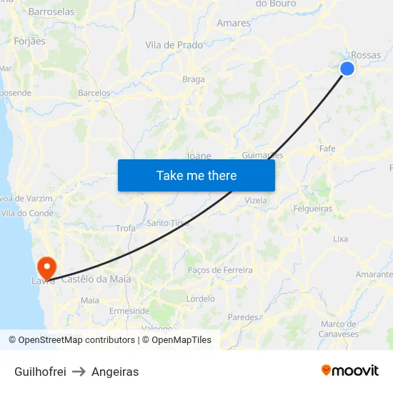 Guilhofrei to Angeiras map