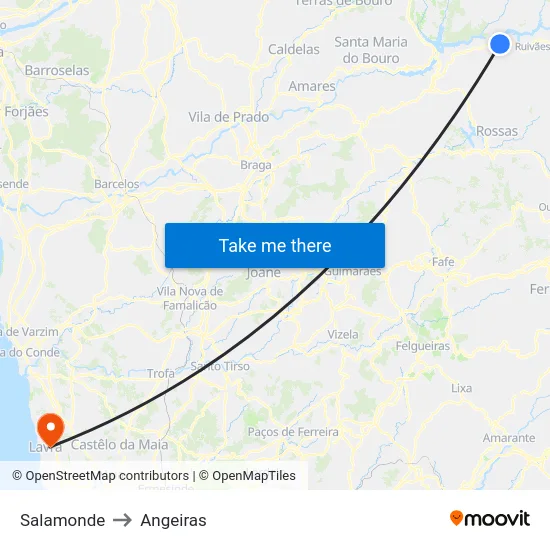 Salamonde to Angeiras map