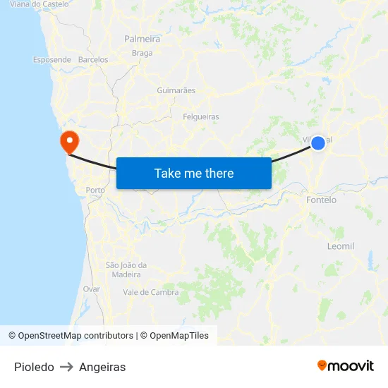 Pioledo to Angeiras map
